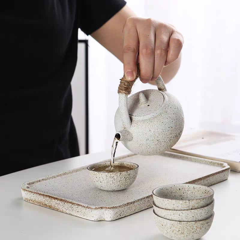 Japanese White Clay Wabi-sabi Tea Set