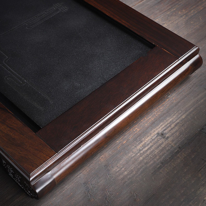 Black Peom Tea Set With Stone Rosewood Tea Tray