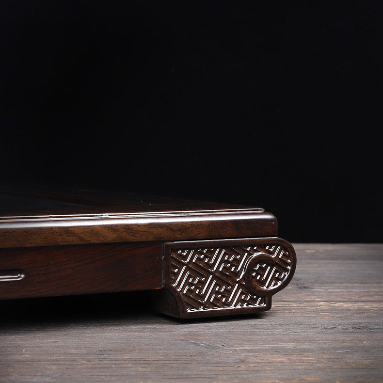 Black Peom Tea Set With Stone Rosewood Tea Tray