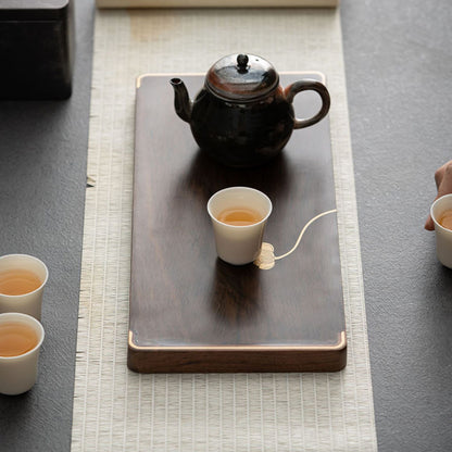 Ebony Small Tea Tray With Silver Lotus
