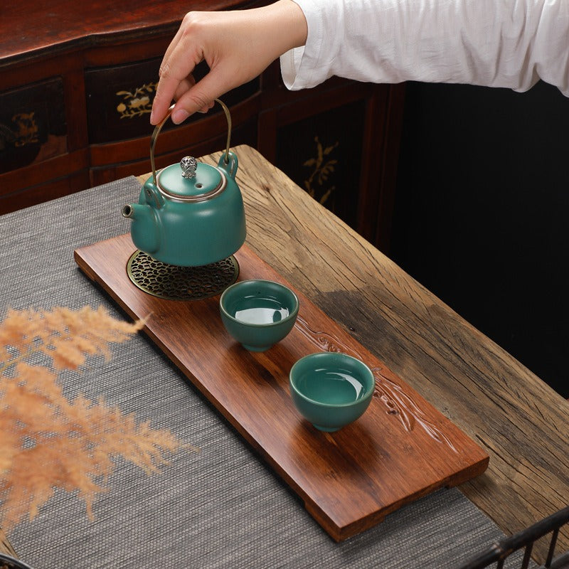 Wooden Tea Tray With Copper Stand
