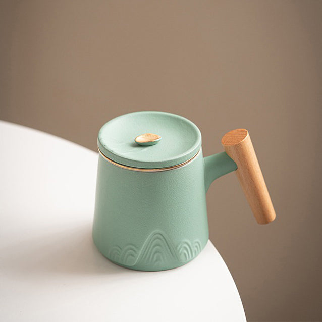 Japanese Mountain Tea Cup With Wooden Handle