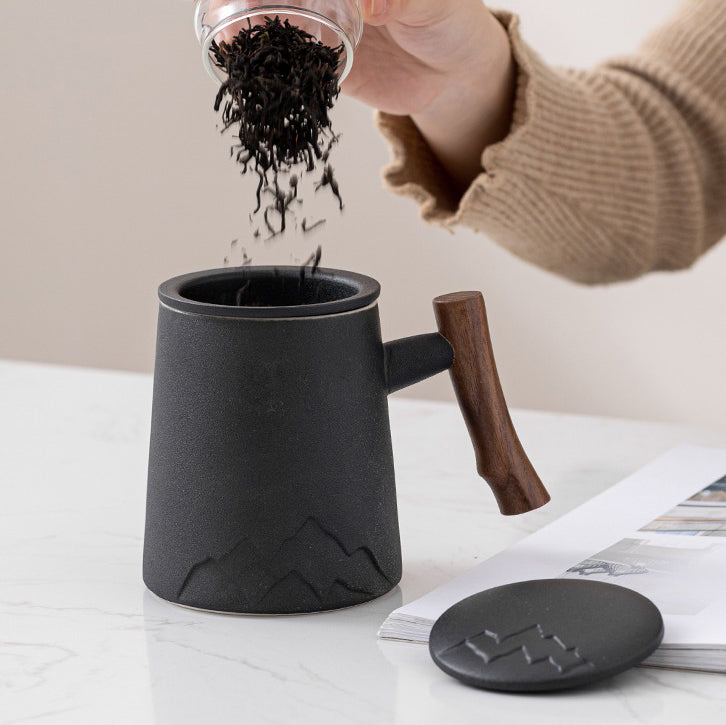 Japanese Mountain Tea Cup With Wooden Handle