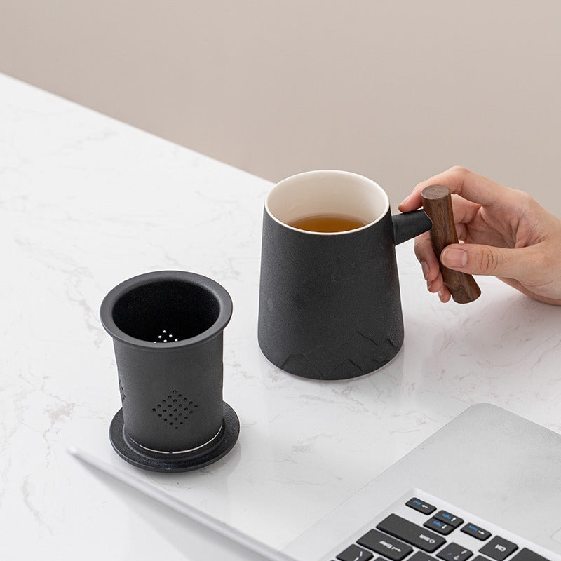 Japanese Mountain Tea Cup With Wooden Handle