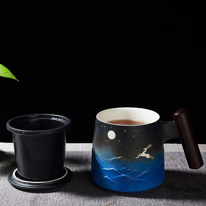 Japanese Sky And Deer Tea Mug