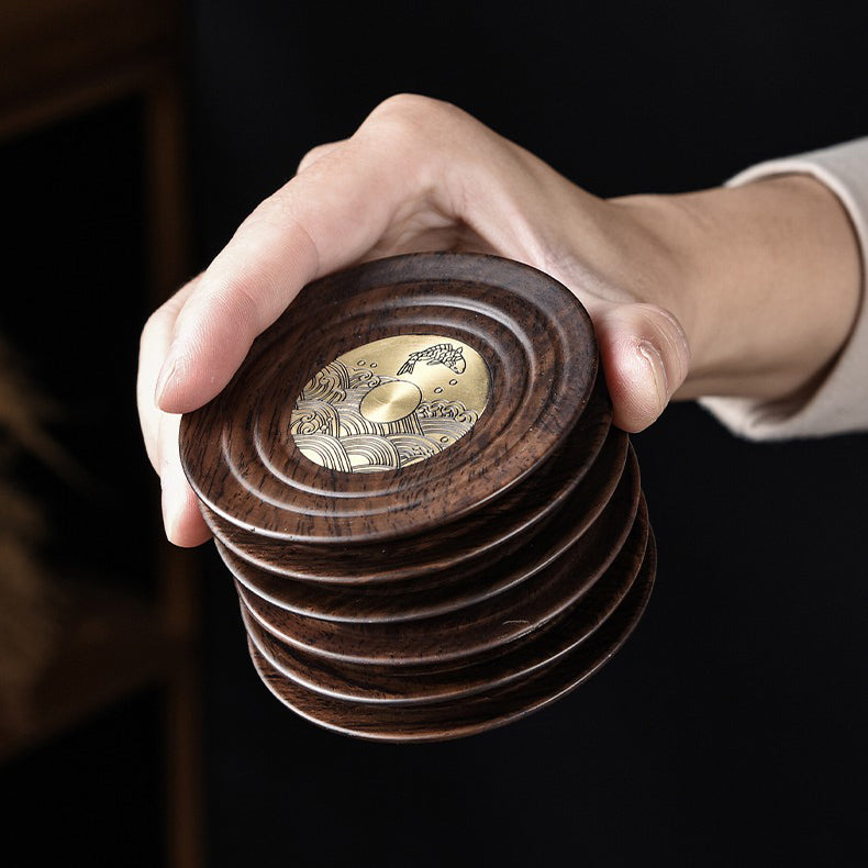 Ebony Tea Utensil Set With Cup And Incense Holder