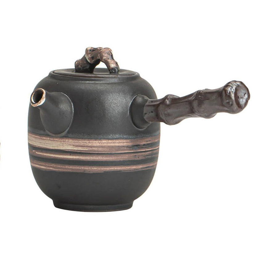 Wabi-sabi Bamboo Section Side Handle Pot