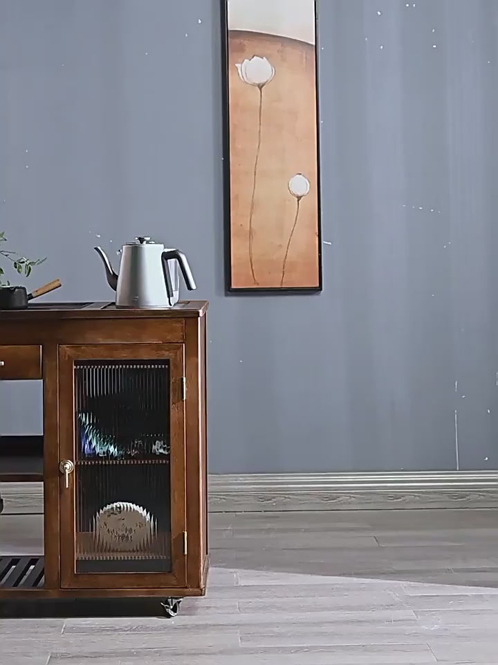 Extendable Walnut Movable Tea Table