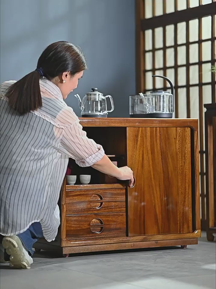 Movable Integrated Walnut Tea Table