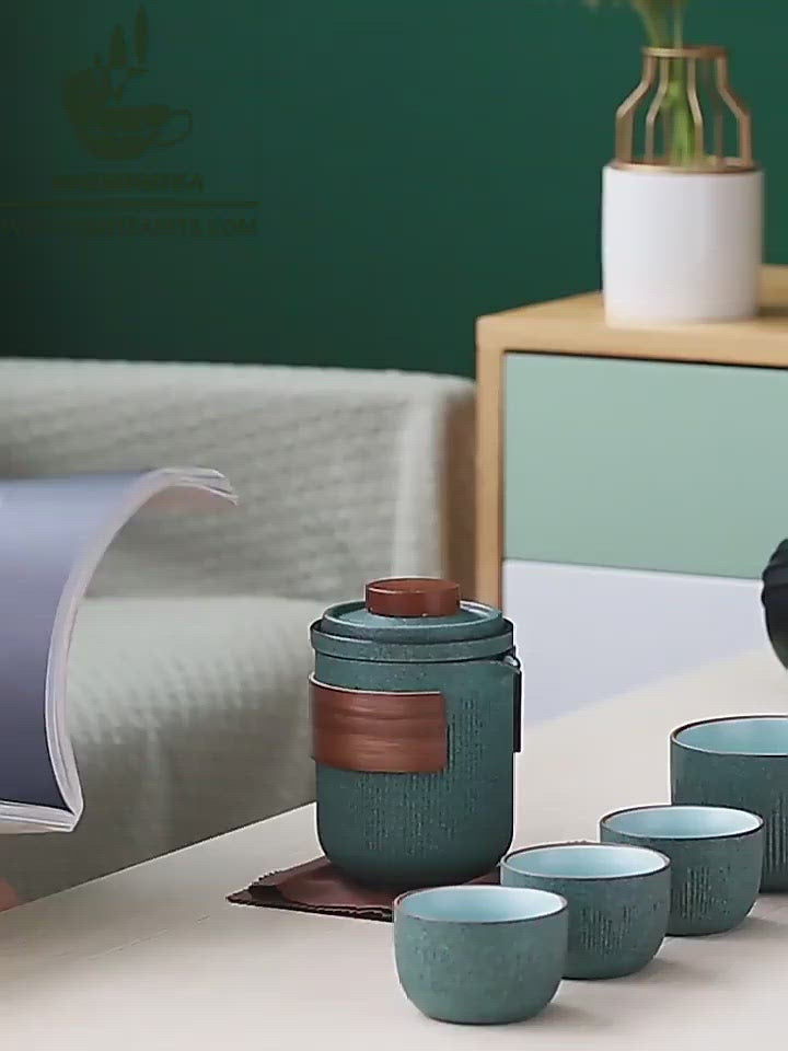 Bluestone Glazed Travel Tea Set