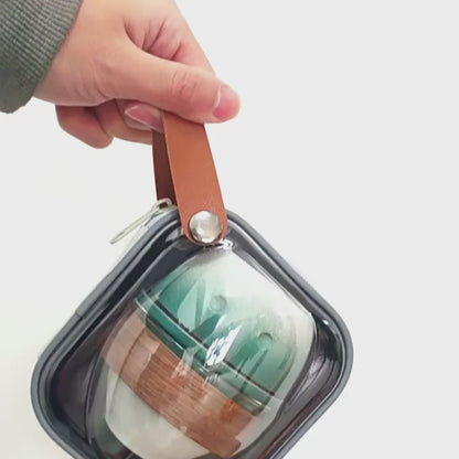 Glass And Ceramic Penguin Travel Tea Set