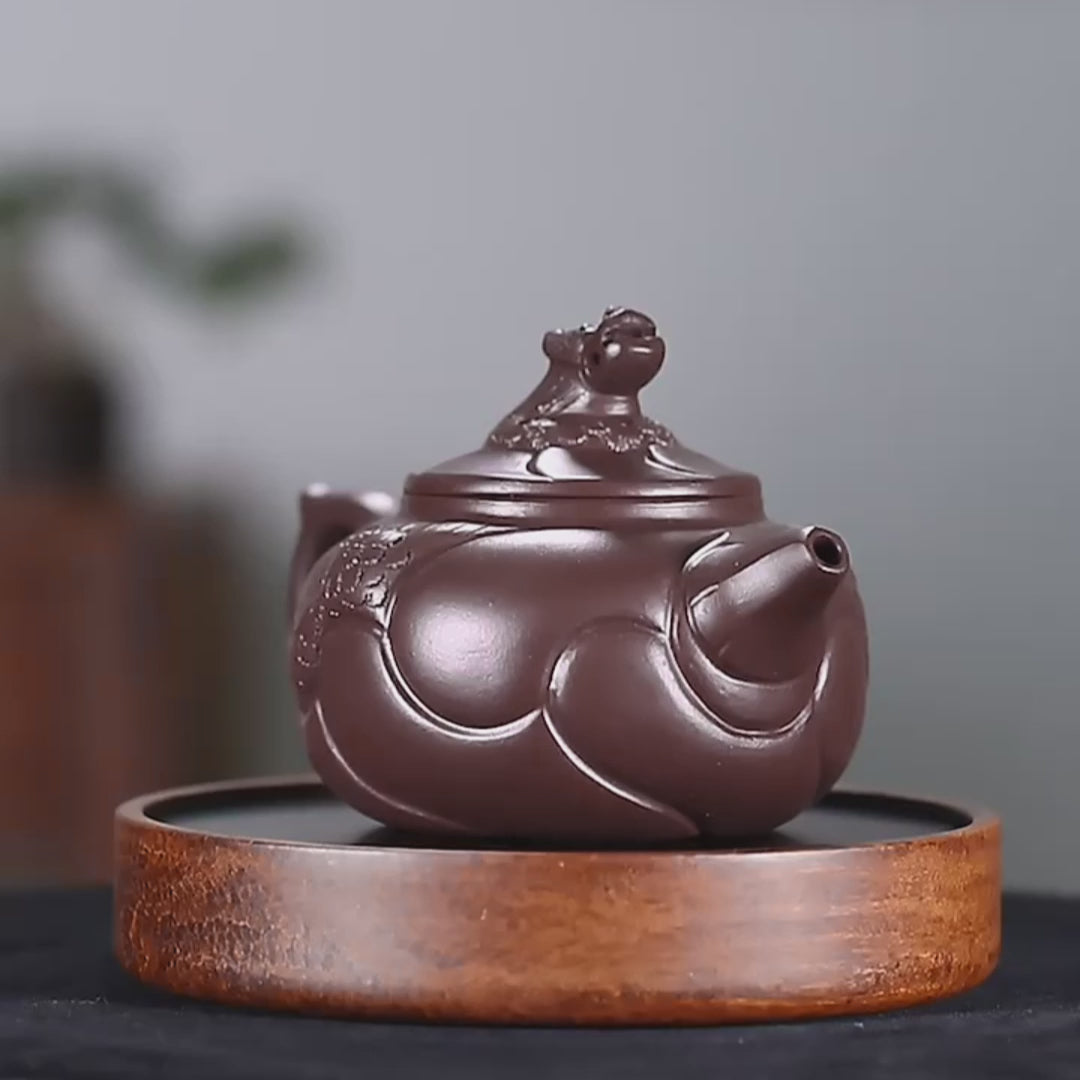 Yixing Purple Clay Dragon Fish Teapot
