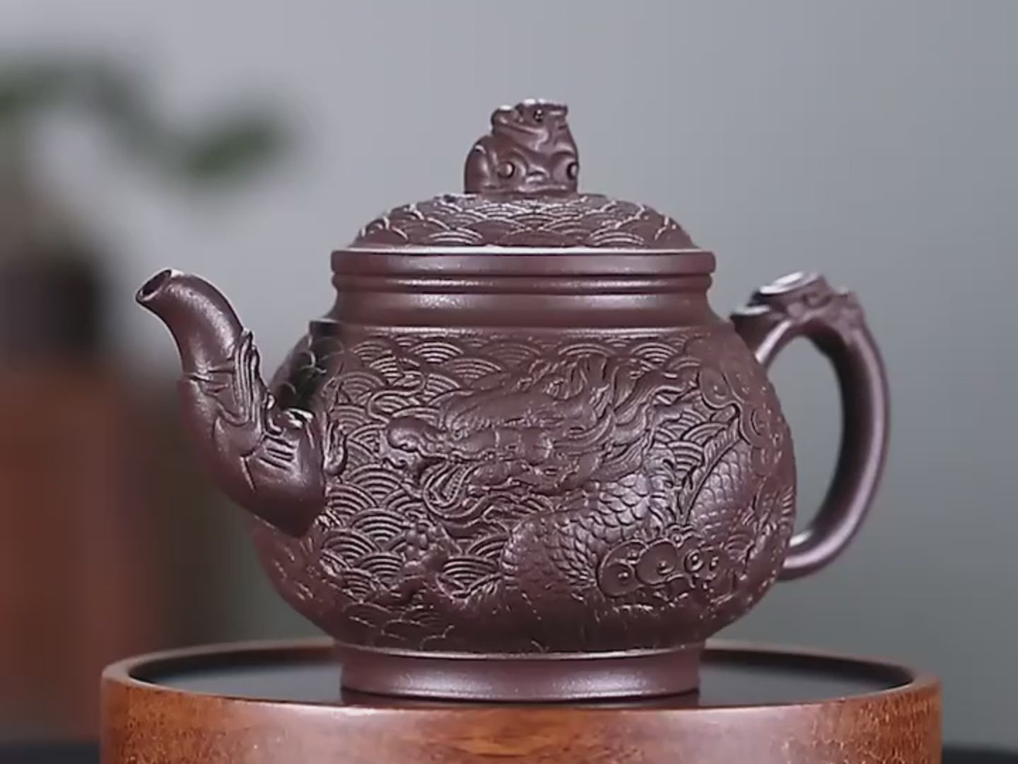 Purple Clay Relief Black Dragon Teapot