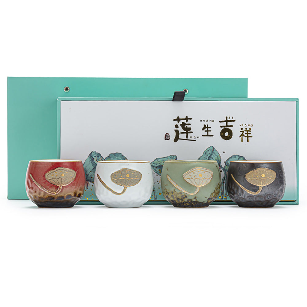 Kiln Transformed Lotus Kung Fu Tea Cup (Set of 4)