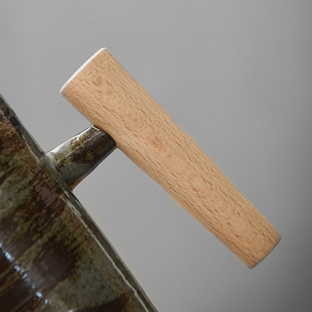 Vintage Japanese Mug with Wooden Handle