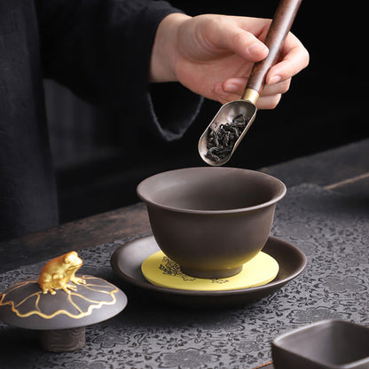 Purple Clay Black Gold Dragon Tea Set