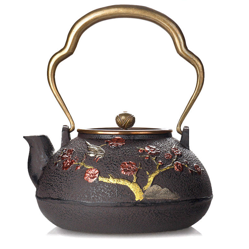 Japanese Magpie Plum Cast Iron Teapot