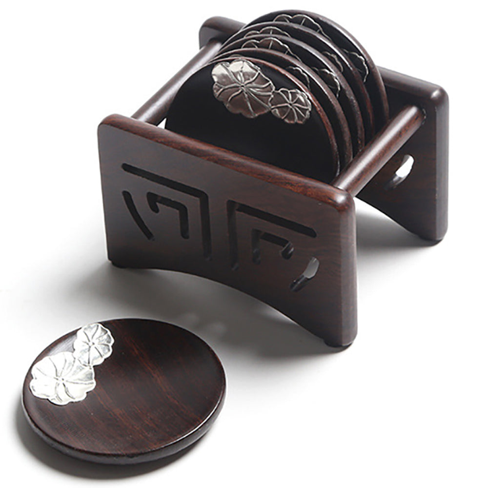 Peach Blossom Ebony Coaster Set