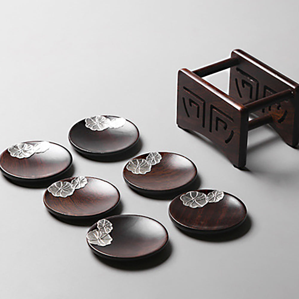 Peach Blossom Ebony Coaster Set