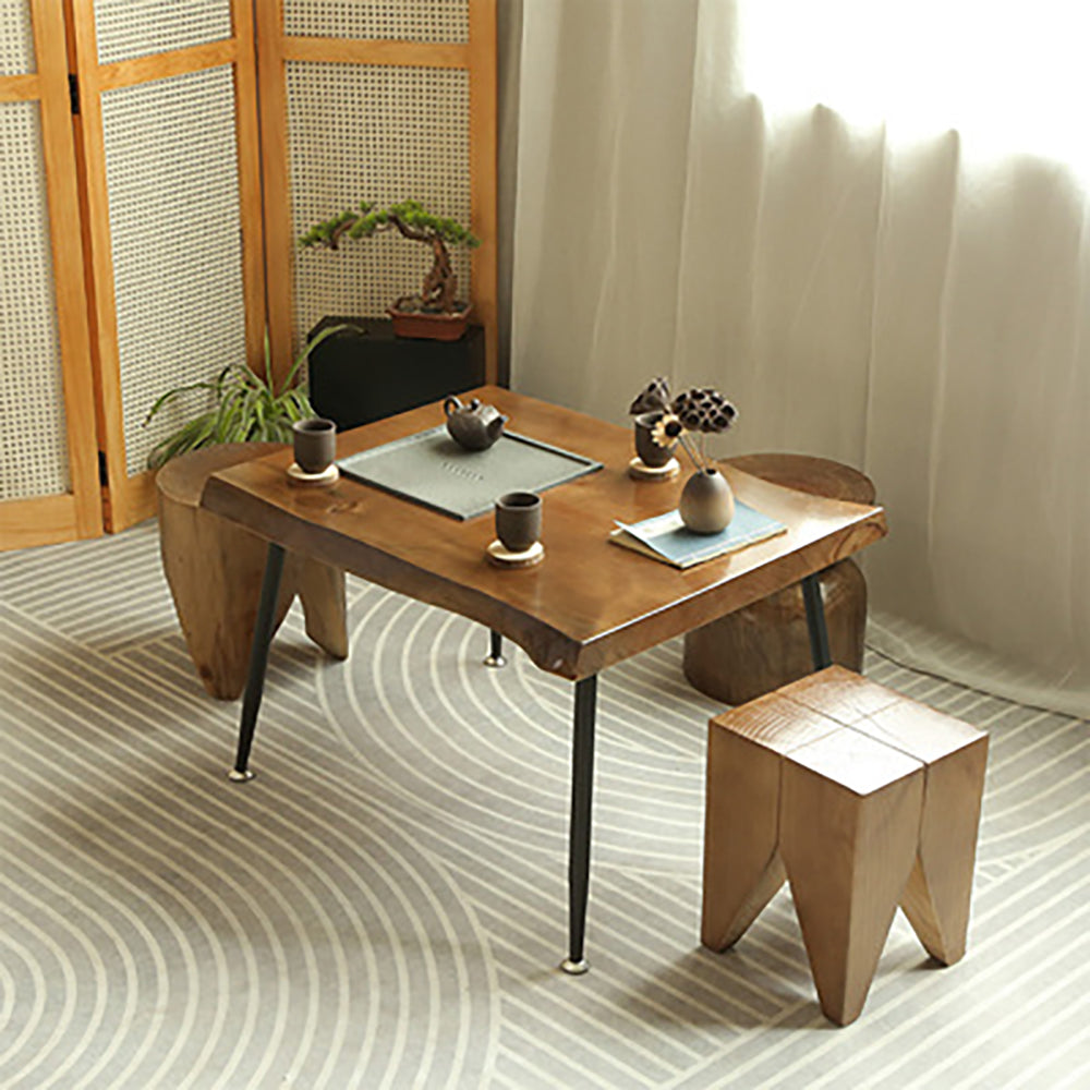 Mediterranean Minimalist Raw Wood Tea Table Set