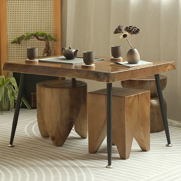 Mediterranean Minimalist Raw Wood Tea Table Set