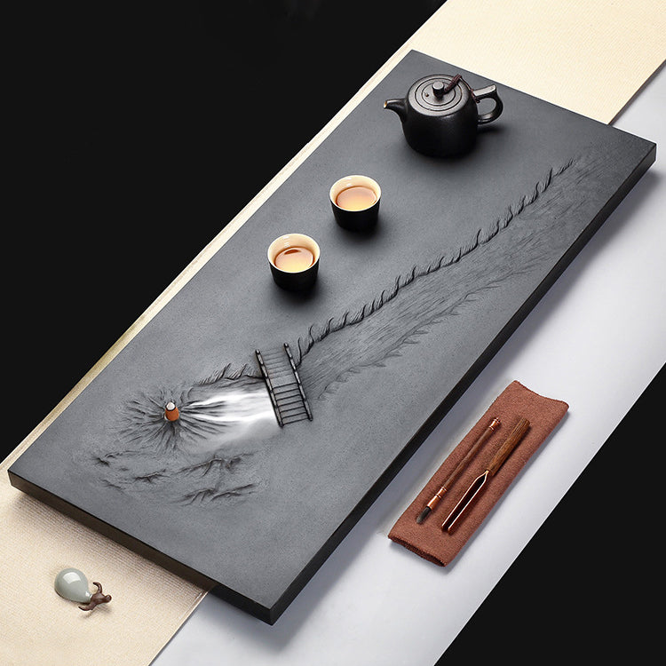 Black Stone Bridge And River Tea Tray