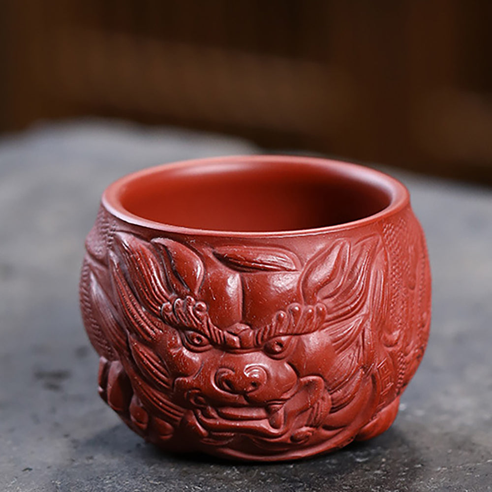 Five Color Purple Clay Dragon Head Kung Fu Tea Cup (Set of 5)
