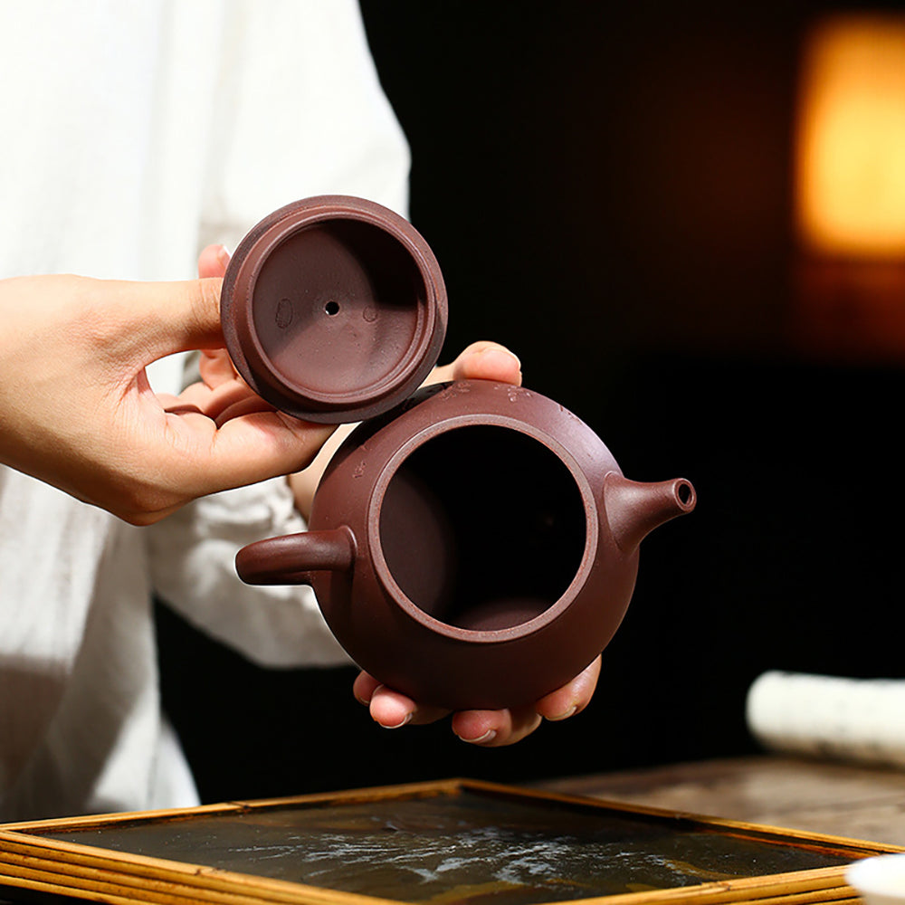 Yixing Purple Clay Carved Teapot