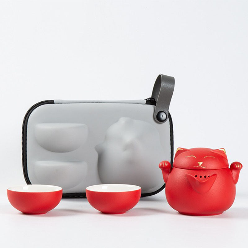 Maneki Neko Lucky Cat Travel Tea Set