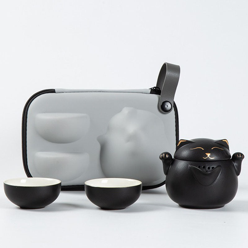Maneki Neko Lucky Cat Travel Tea Set