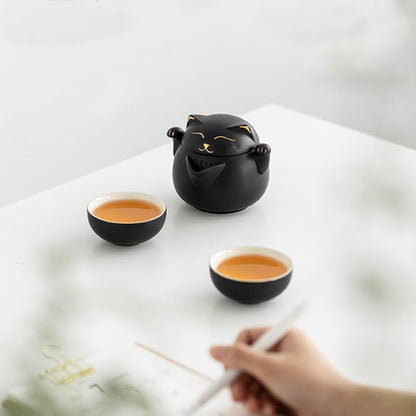 Maneki Neko Lucky Cat Travel Tea Set