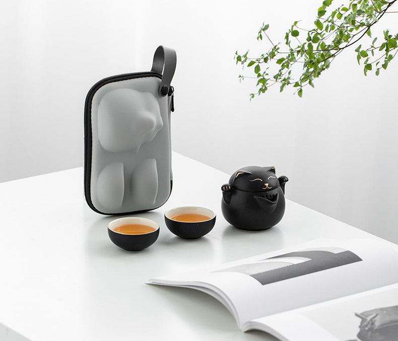 Maneki Neko Lucky Cat Travel Tea Set
