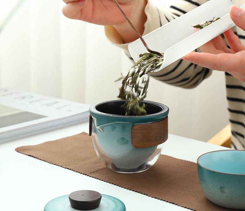 Glass And Ceramic Penguin Travel Tea Set