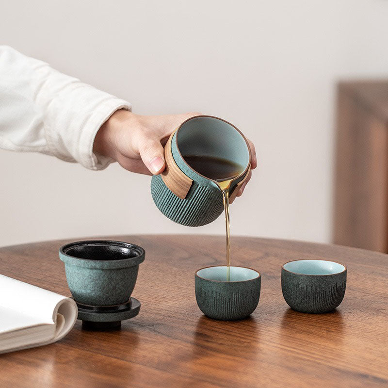 Bluestone Glazed Travel Tea Set