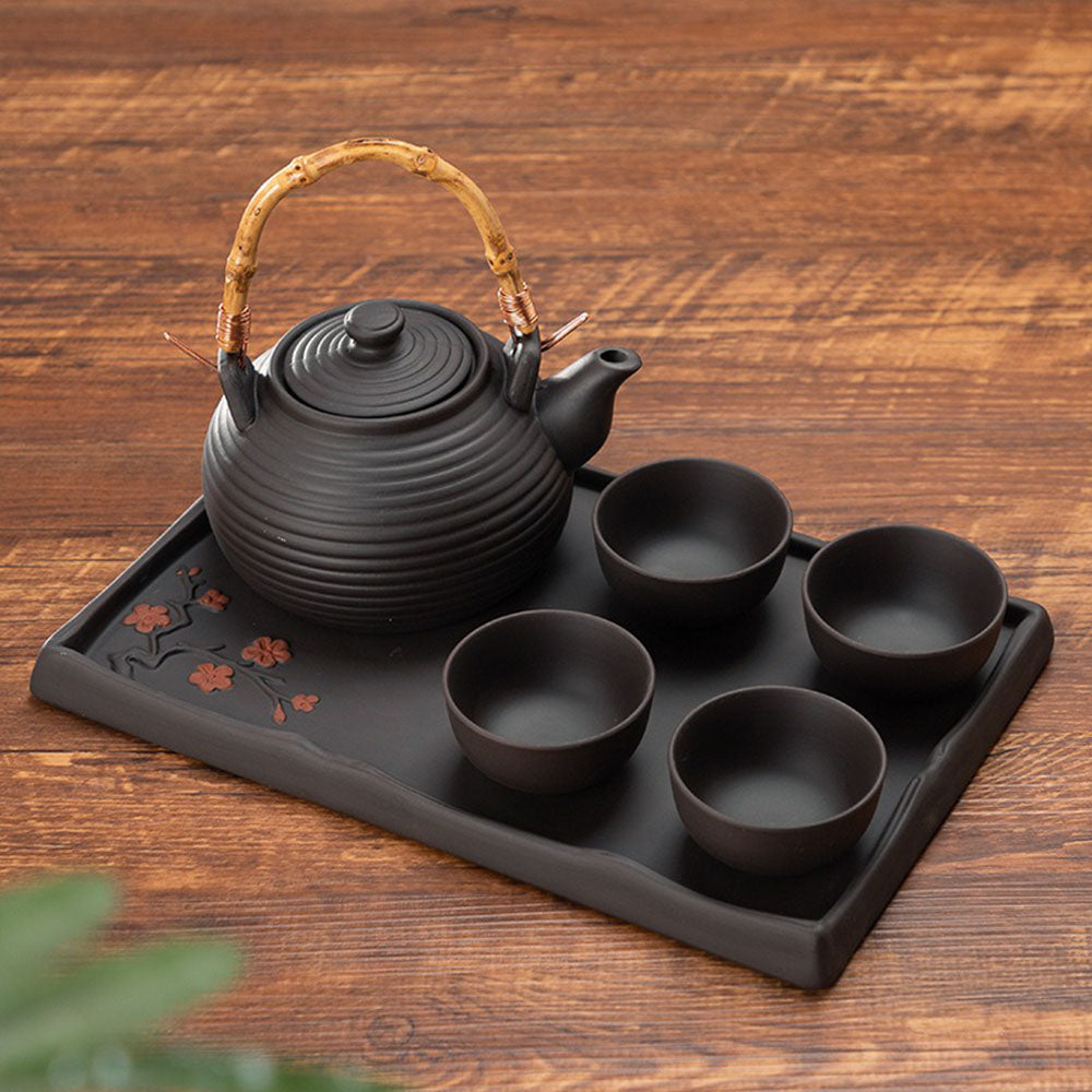 Japanese Clay Tea Set With Warmer And Tray Umi Tea Sets