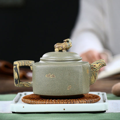 Yixing Green Clay Elephant Teapot