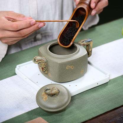Yixing Green Clay Elephant Teapot