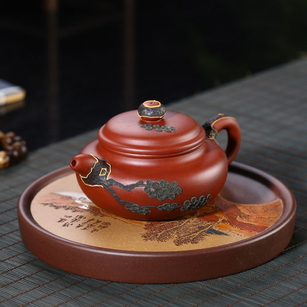 Yixing Da Hong Pao Clay Pine Teapot
