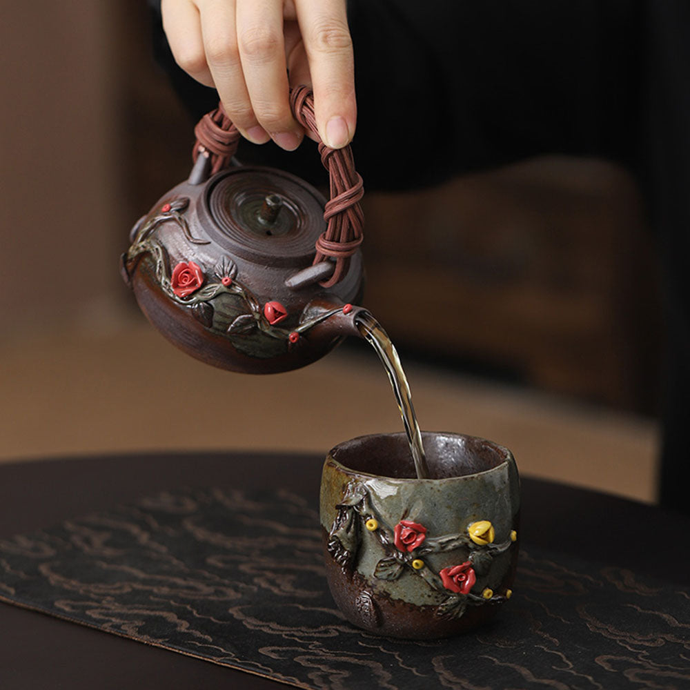 Japanese Handmade Rattan Weaving Teapot