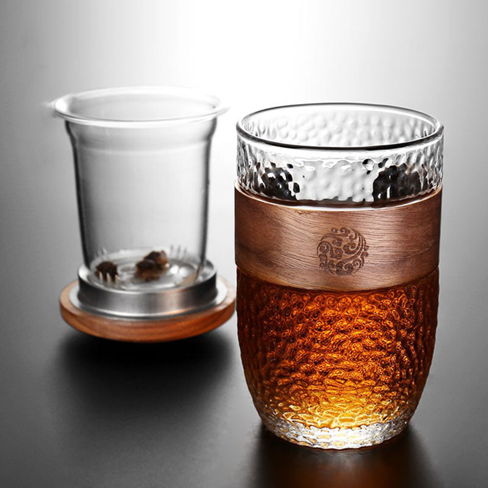 Japanese Glass Tea Cup With Wooden Lid