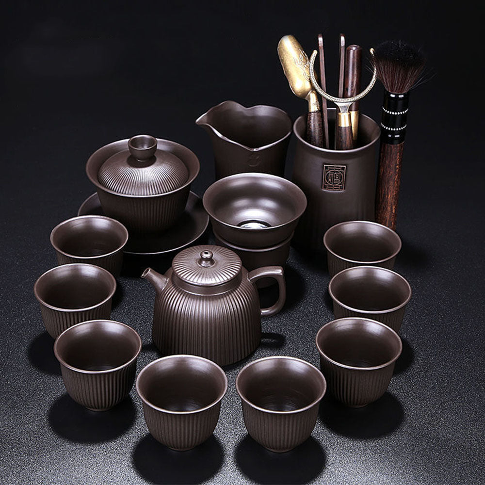 Yixing Purple Clay Xi Shi Stripes Tea Set – Umi Tea Sets