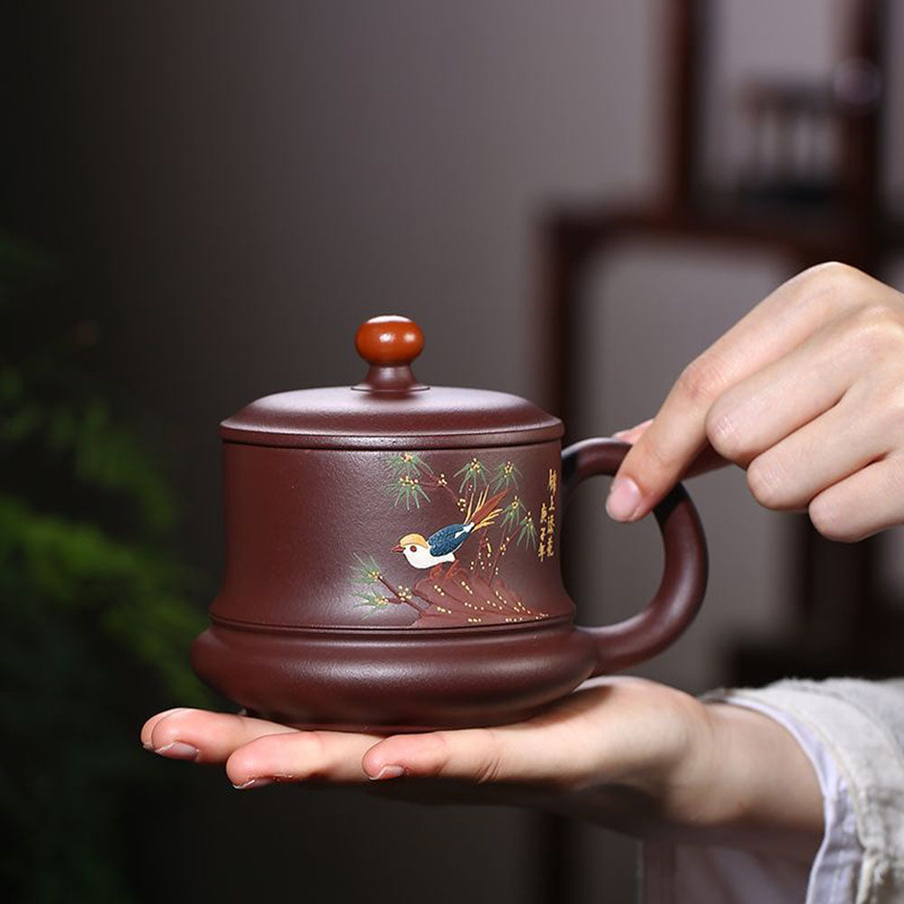 Yixing Purple Clay Bird Tea Cup