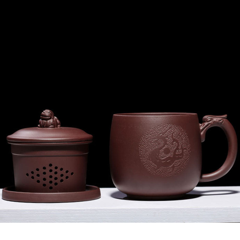 Purple Clay Dragon Tea Cup With Infuser