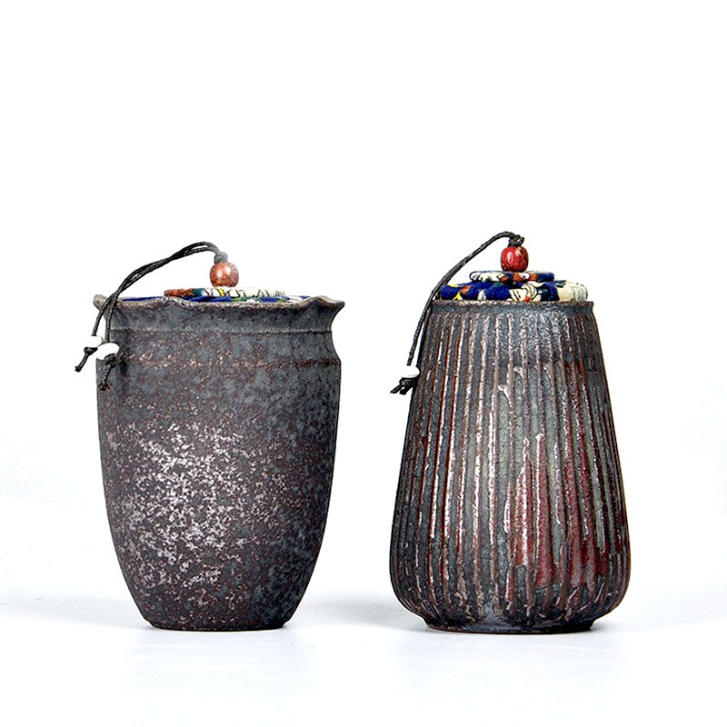Iron Style Coarse Pottery Tea Caddy