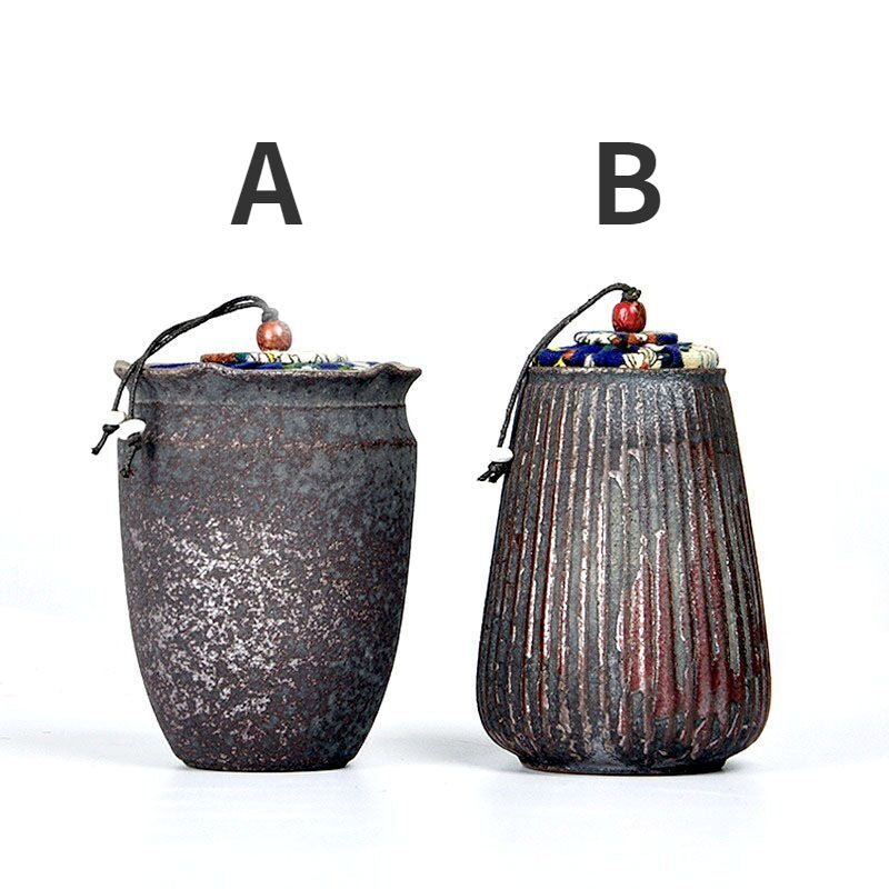 Iron Style Coarse Pottery Tea Caddy