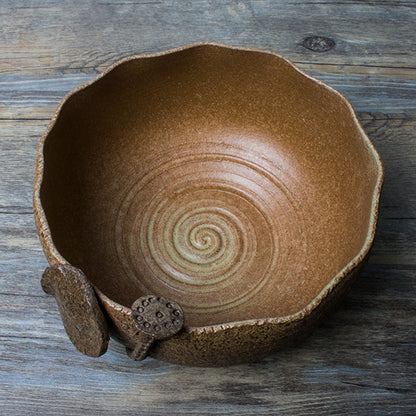 Handmade Coarse Pottery Lotus Tea Washer
