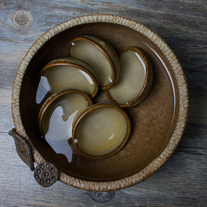 Handmade Coarse Pottery Lotus Tea Washer