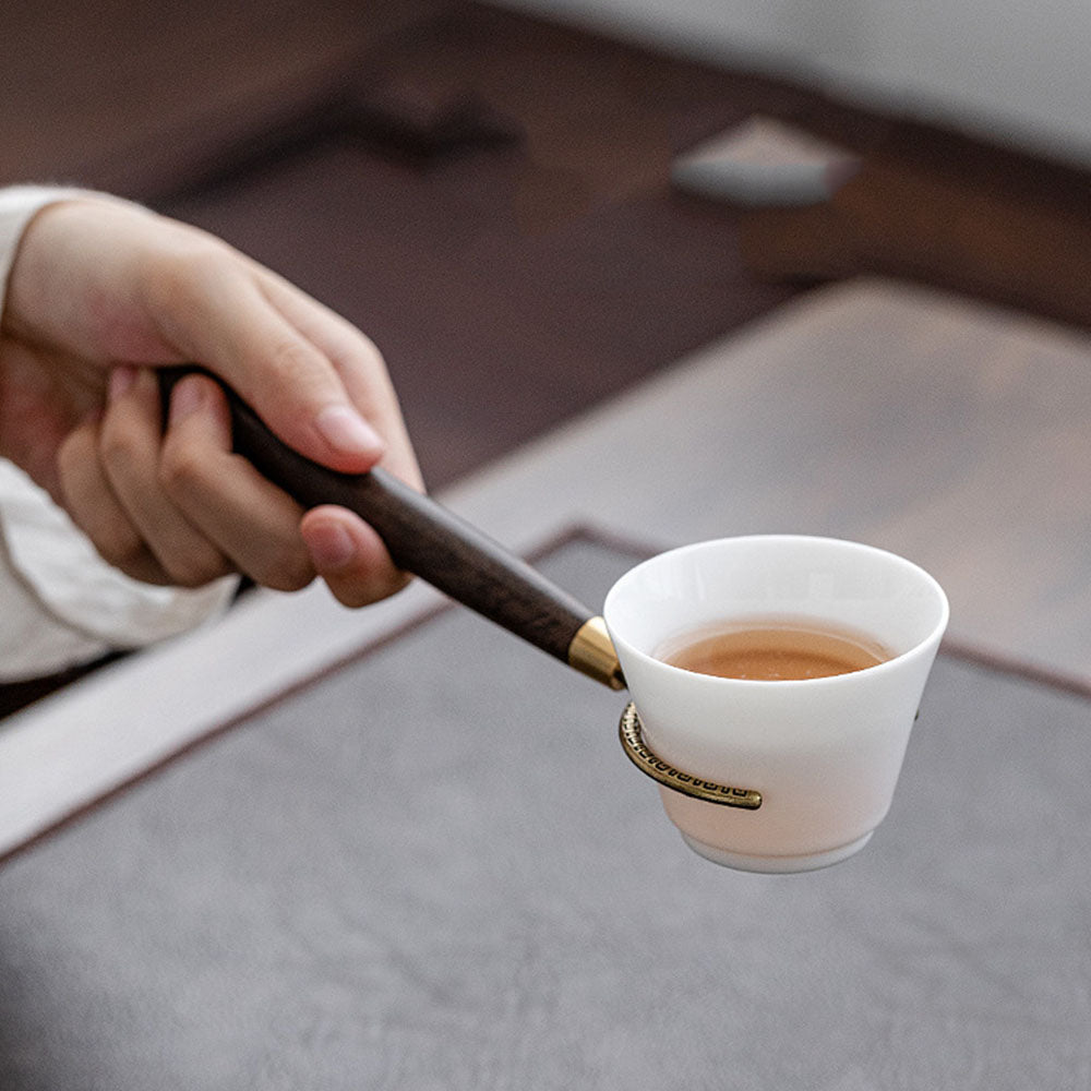 Ebony Tea Utensils Set With Black Ceramic Holder