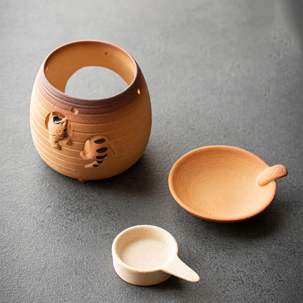 Cute Cat Coarse Pottery Tea Leaves Stove