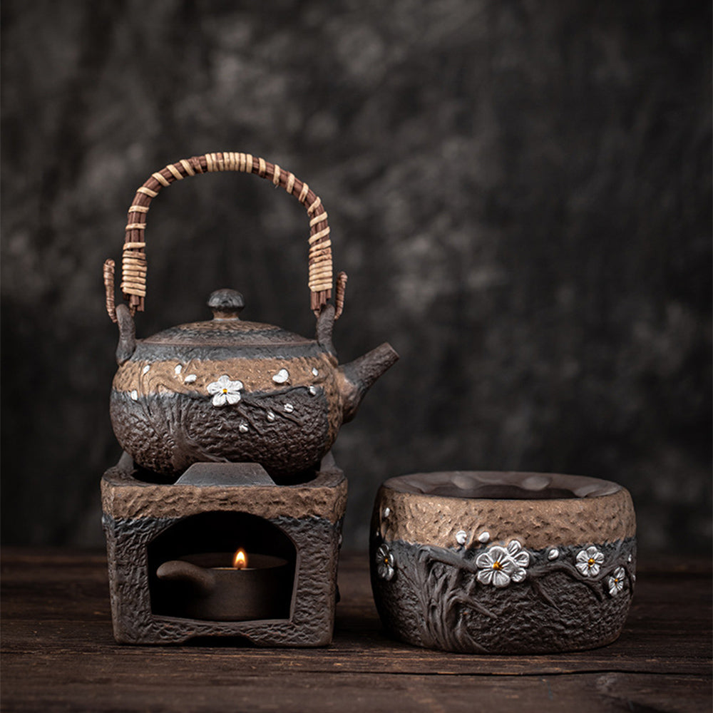 Plum Blossom Rock Clay Teapot Warmer